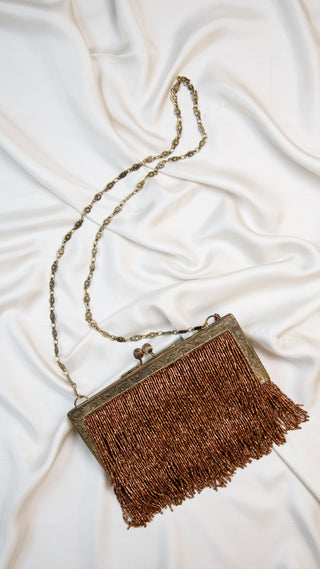 Rectangle Frame Fringe Clutch