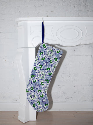 Dolce Tile Print Stocking in Blue & Green