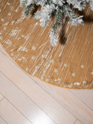 Tree Skirt ✦ Scattered Pearls in Gold