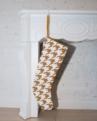 Houndstooth Stocking ✦ White and Gold