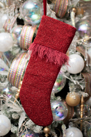 Feather Stocking in Metallic Red