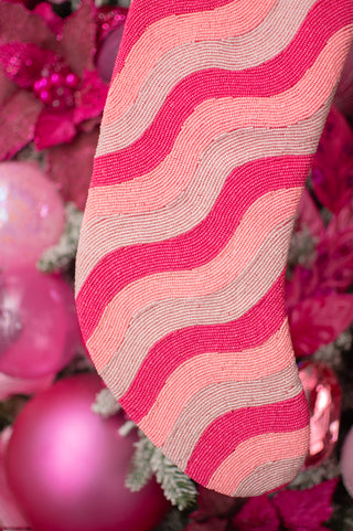 Wavy Stripes Fully Beaded Stocking